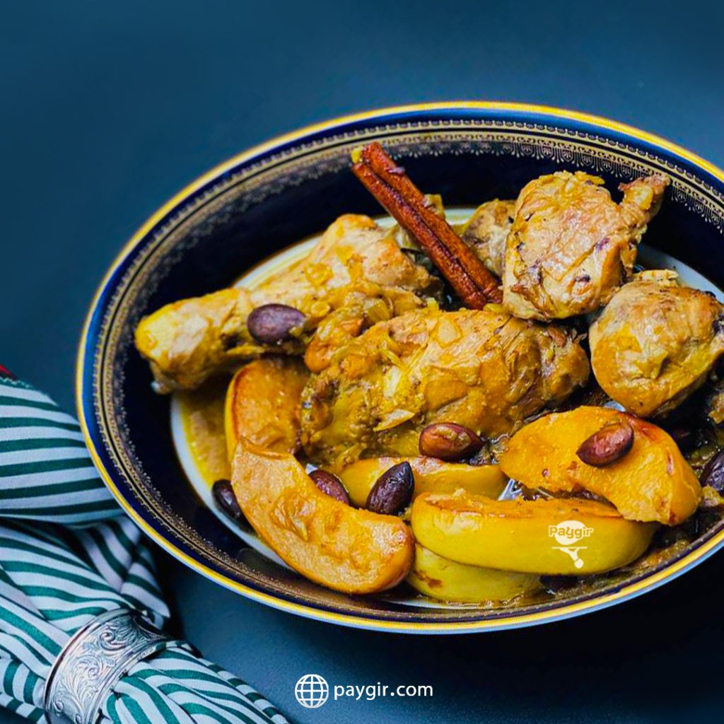 خوراک مرغ با بِه، لیمو و بادام خوراک مرغ با بِه، لیمو و بادام