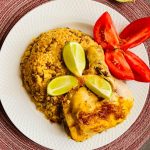 پلو بلغور عدس سبز با مرغ